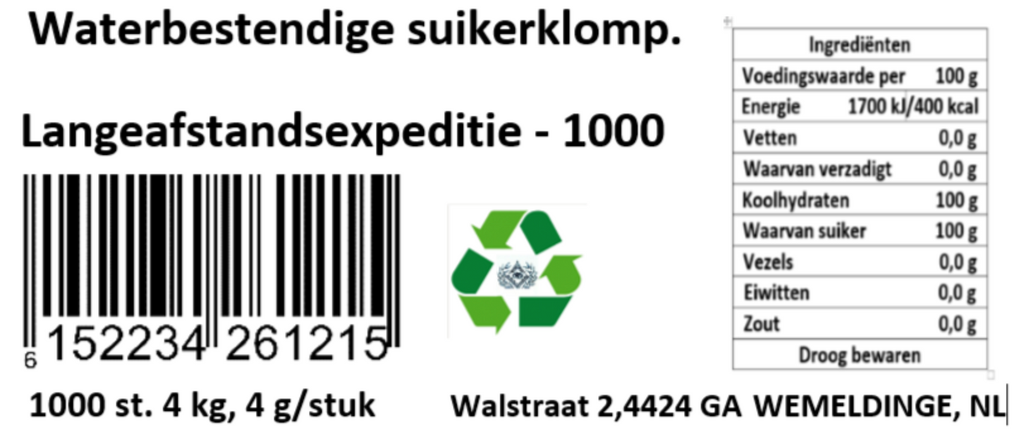 Suikerklompjes Langeafstandsexpeditie - 1000 . Schaal, volledige autonomie.