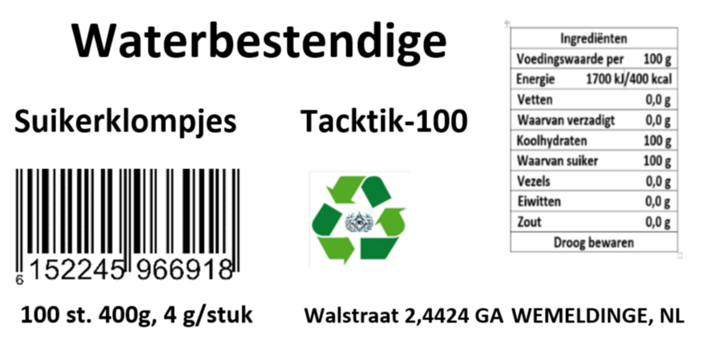 Suikerklompjes Tactiek-100 . Korte wandeling, lichtgewicht