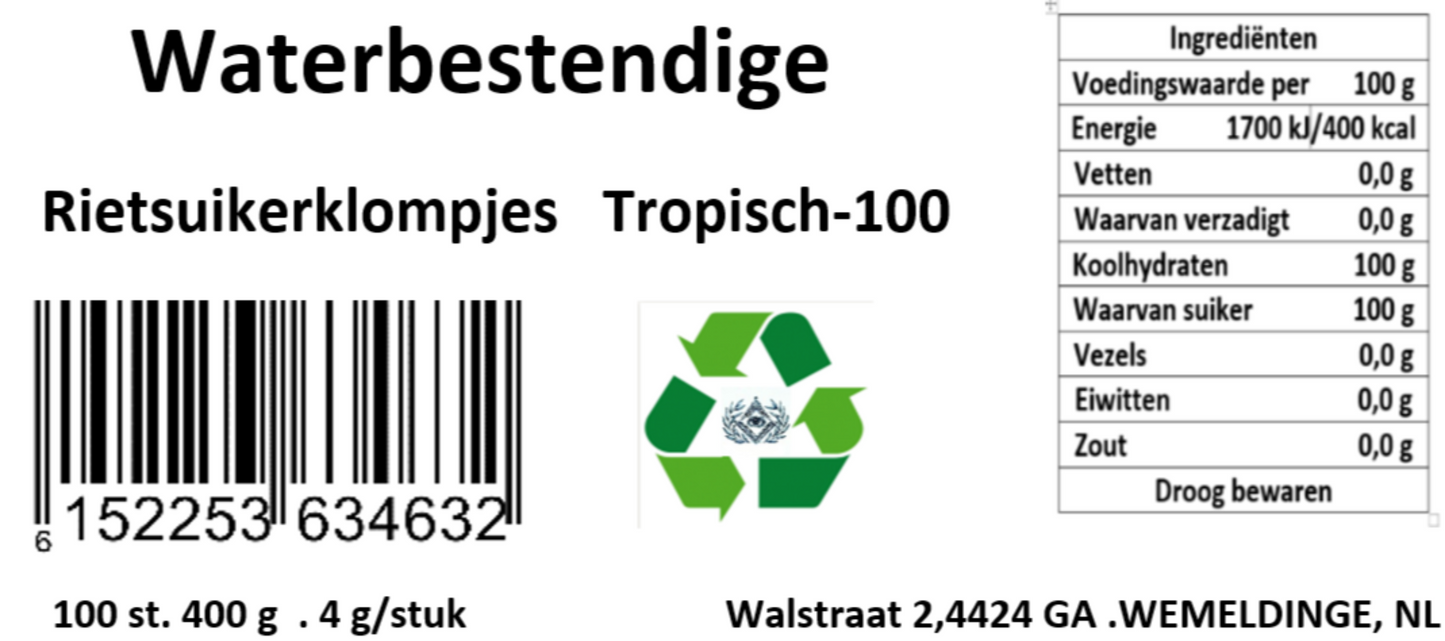 Rietsuikerklompjes Tropisch - 100. Een vleugje exotisme in een rugzak.