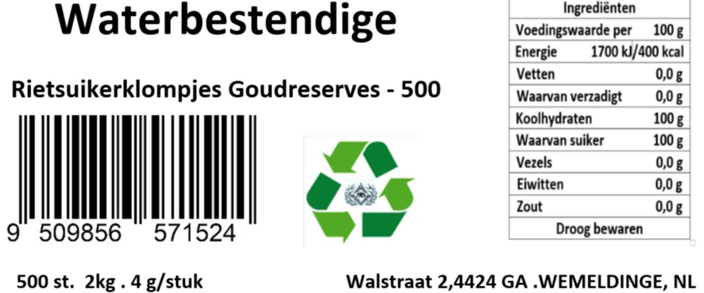 Rietsuikerklompjes Goudreserves - 500. De keuze uit ervaren gidsen en fijnproevers.
