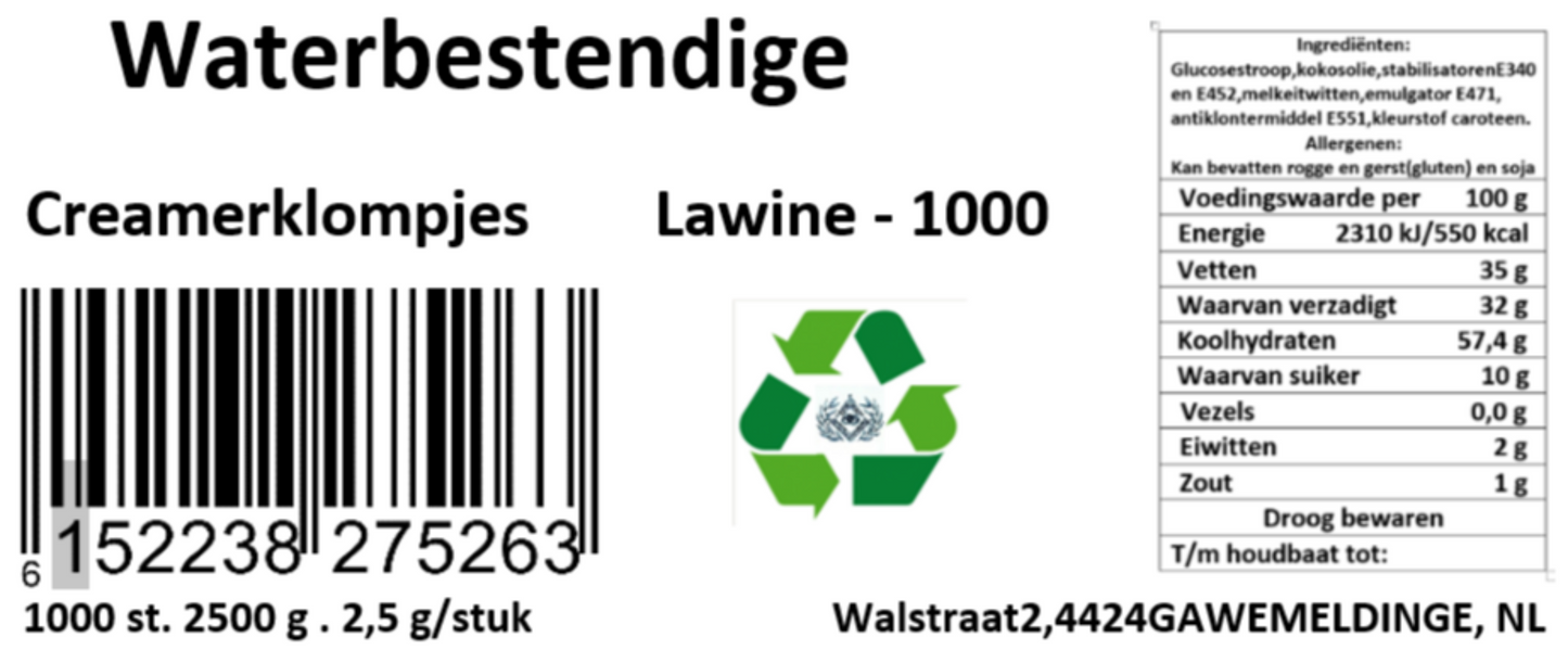 Creamerklompjes Lawine - 1000 . Een enorme voorraad tederheid voor een lange reis.